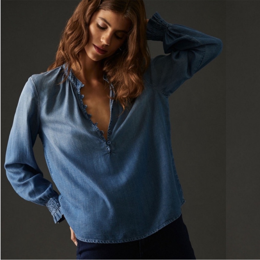 Cloth & Stone Chambray Henley Tencel Shirt Size S